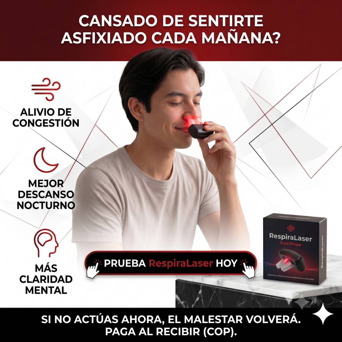RespiraLaser: Nariz despejada en 10 min, menos estornudos matutinos. ¡50% de descuento + Pago Contra Entrega solo por hoy!