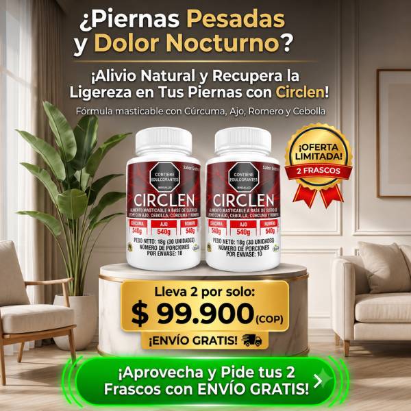 ¿Piernas pesadas e hinchadas por las noches? 2 Frascos CIRCLEN por solo $99.900 + Envío Gratis
