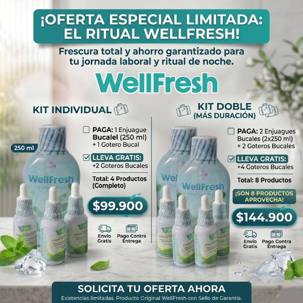 🎁 Paga solo el Combo (Enjuague 250ml + 1 Gotero Bucal) y llévate +2 Goteros TOTALMENTE GRATIS  ✅ Envío Gratis · Pago Contra Entrega · 100% Original