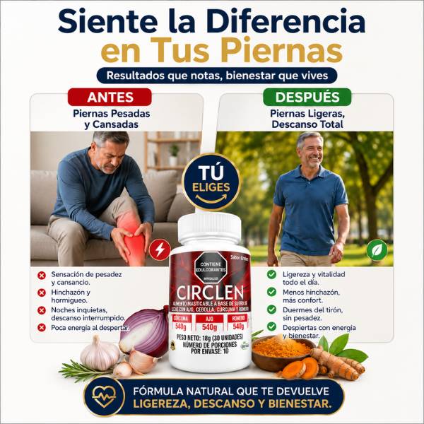 ¿Piernas pesadas e hinchadas por las noches? 2 Frascos CIRCLEN por solo $99.900 + Envío Gratis