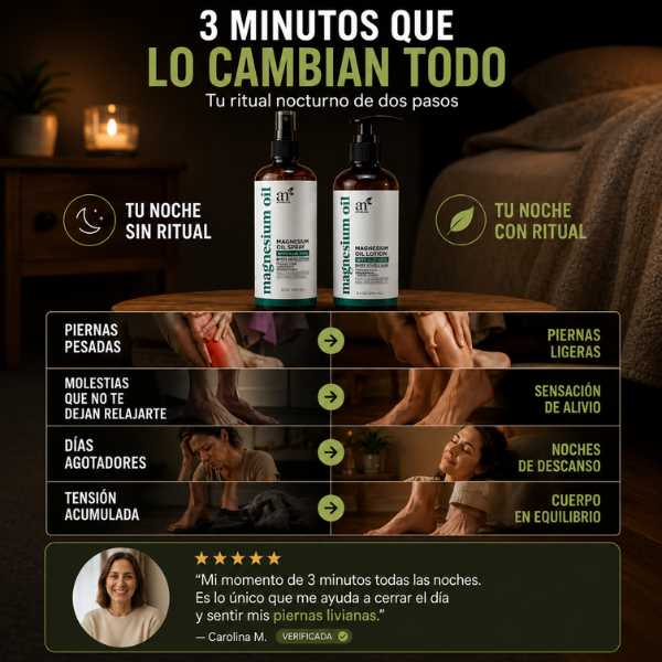 Piernas cansadas de  todo el día. El Ritual 3 Minutos: concentrado y masaje. Así se cierra el día.