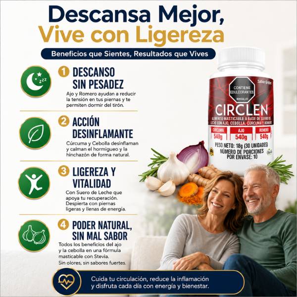 ¿Piernas pesadas e hinchadas por las noches? 2 Frascos CIRCLEN por solo $99.900 + Envío Gratis