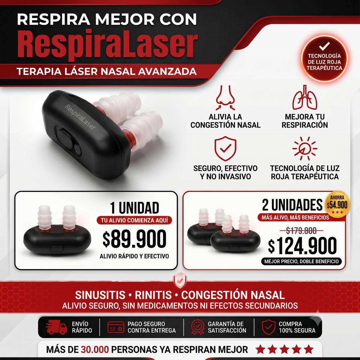 RespiraLaser: Nariz despejada en 10 min, menos estornudos matutinos. ¡50% de descuento + Pago Contra Entrega solo por hoy!