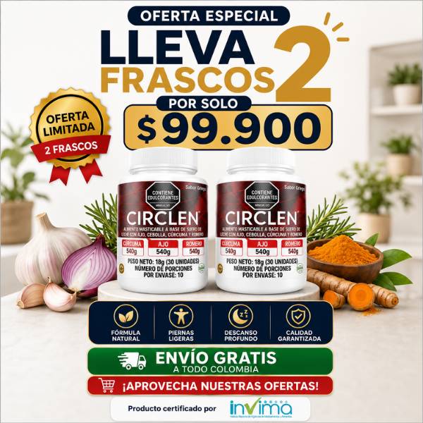 ¿Piernas pesadas e hinchadas por las noches? 2 Frascos CIRCLEN por solo $99.900 + Envío Gratis