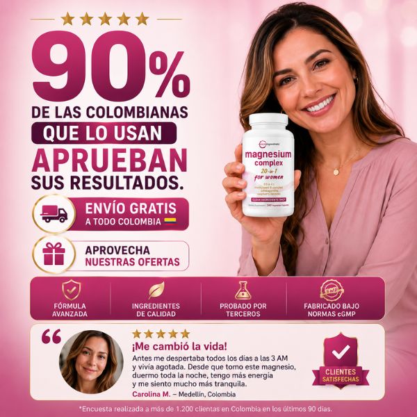 Magnesio 20 en 1 para Mujeres — Duerme toda la noche, Enérgica todo el día — 🎁2 tarros con 30% de descuento