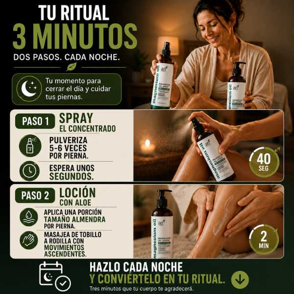 Piernas cansadas de  todo el día. El Ritual 3 Minutos: concentrado y masaje. Así se cierra el día.